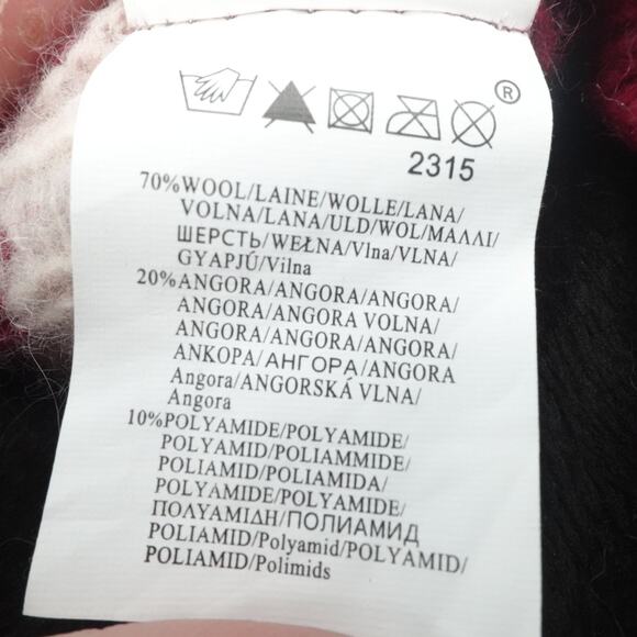 Rossignol Beanie Adult Red Fair Isle Wool Angora Blend Pom Ski Snowboard Stretch - Picture 4 of 4